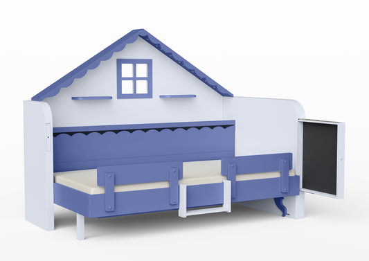 Pakeliama vaikiška lova namelis su žaidimų erdve HAUSY Blue Dreams