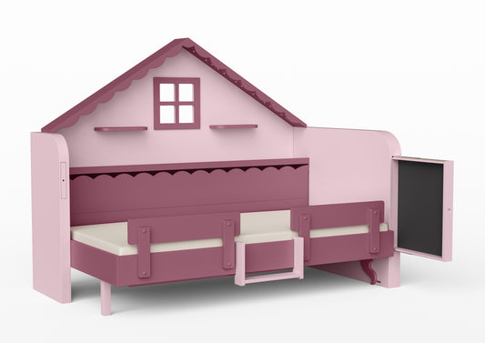 Pakeliama vaikiška lova namelis su žaidimų erdve HAUSY Purple Sky