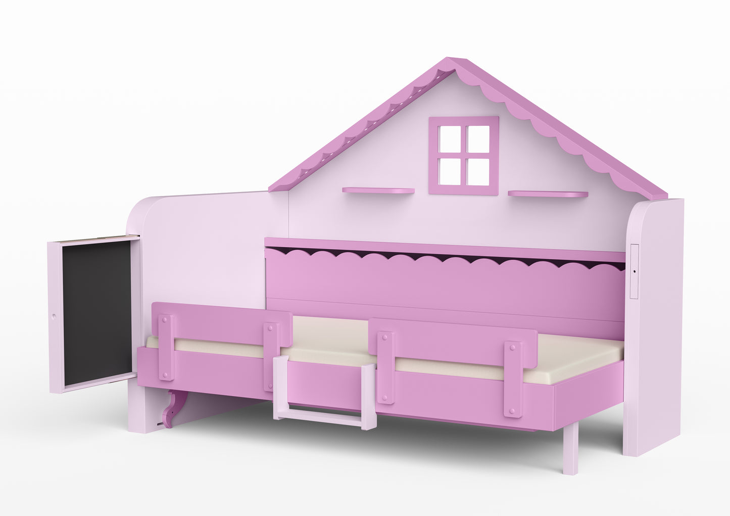 Pakeliama vaikiška lova namelis su žaidimų erdve HAUSY Pink Dream