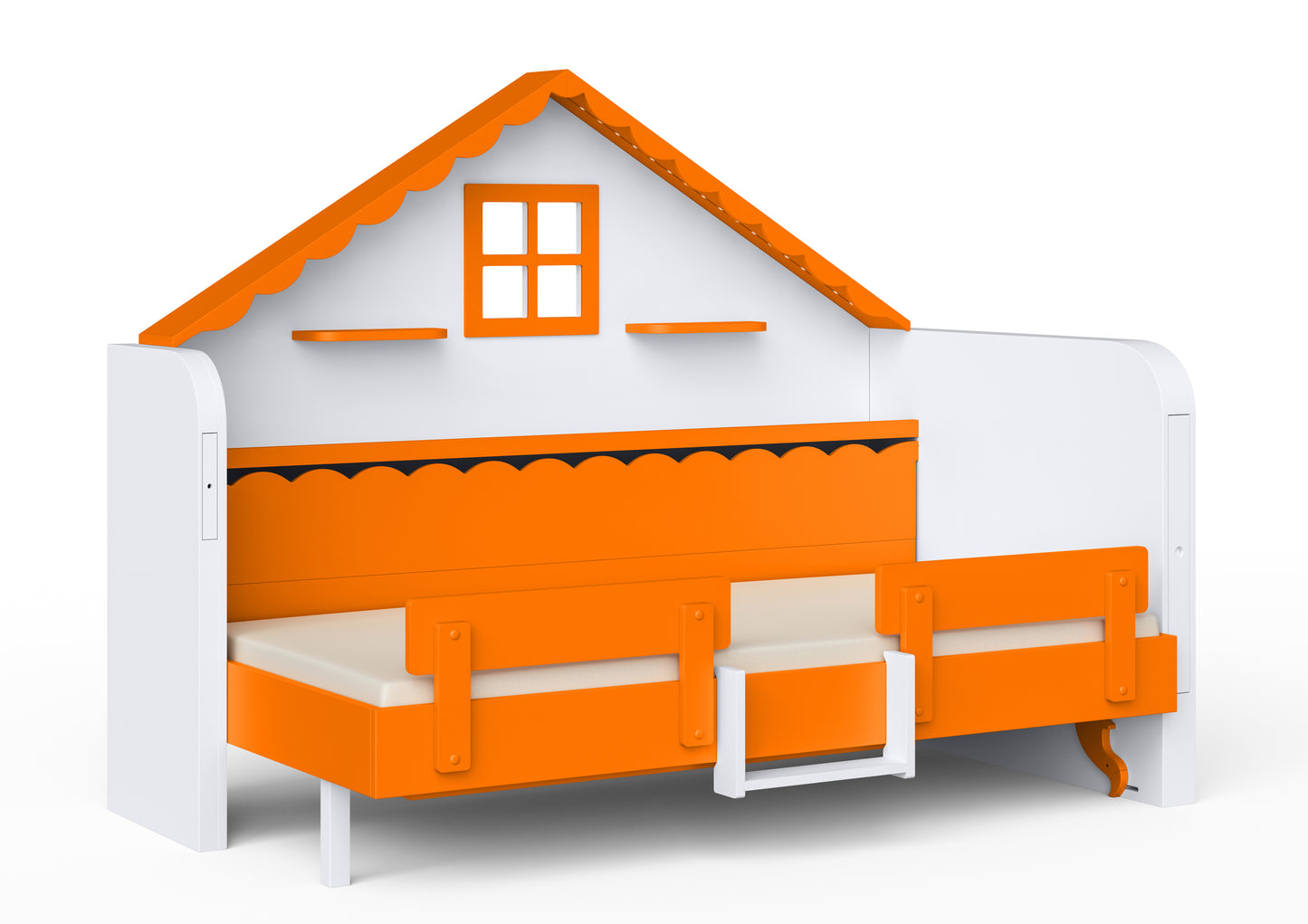 Pakeliama vaikiška lova namelis su žaidimų erdve HAUSY Orange Sky