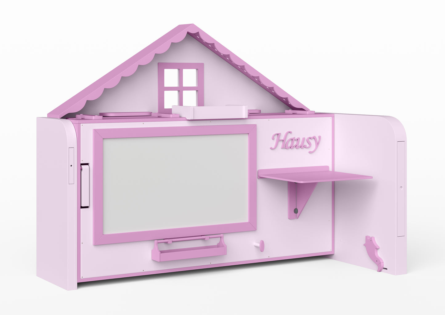 Pakeliama vaikiška lova namelis su žaidimų erdve HAUSY Pink Dream