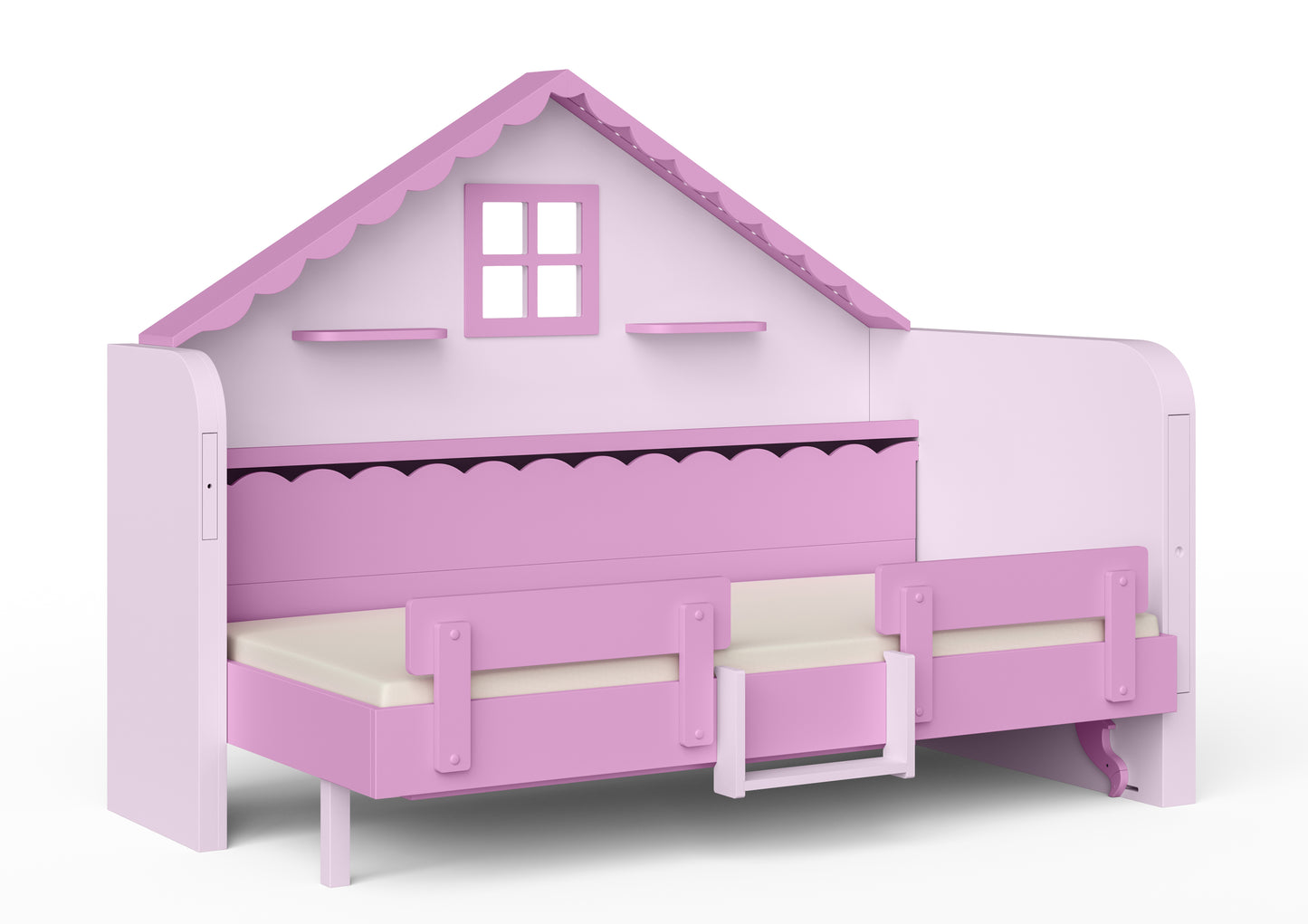 Pakeliama vaikiška lova namelis su žaidimų erdve HAUSY Pink Dream