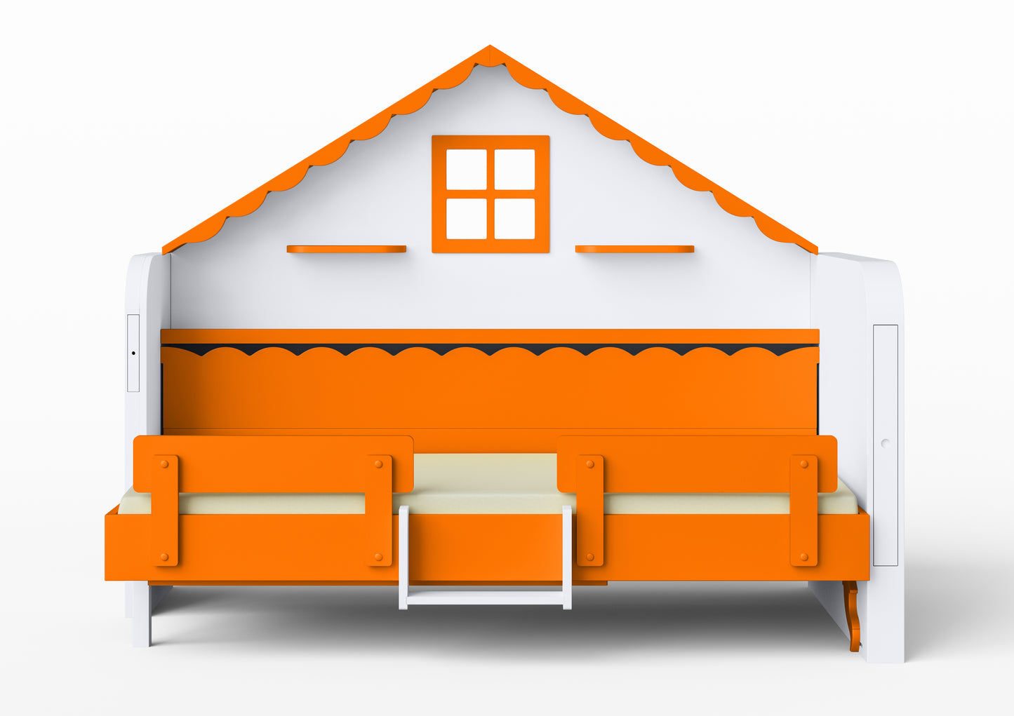 Pakeliama vaikiška lova namelis su žaidimų erdve HAUSY Orange Sky